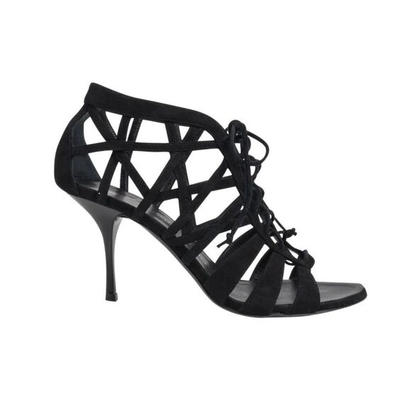 Giusseppe Zanotti Lace Up Gladiator Suede Cage Black Heels 36.5 - Picture 1 of 11